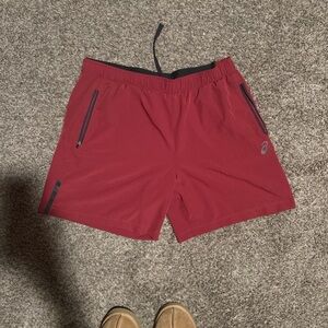 ASICS Men's Burgundy Athletic Shorts